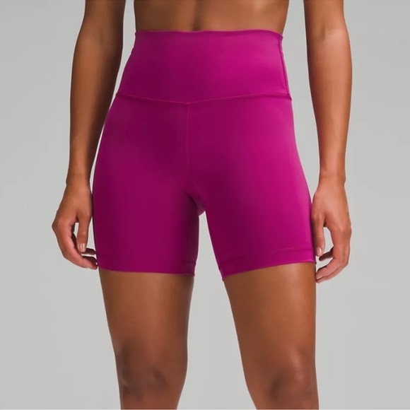lululemon athletica Pants - Lululemon Womens Size 12 Wunder Train High Rise Shorts 8" Magenta Pink Purple